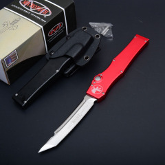 Microtech Customs Marfione Halo V OTF AUTO Knife 4.17" ELmax Tanto Blade, Aluminum Alloy Handles