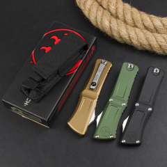 Microtech  Combat Troodon Gen III AUTO OTF Knife 3.85" M390MK Stonewashed Double Edge Dagger Blade, Deep Engraved Aluminum Handles