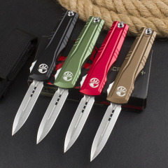 Microtech Combat Troodon Gen II AUTO OTF Knife 2.95" D2 Double Edge Dagger Blade, Black Aluminum Handles