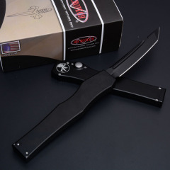 Microtech Customs Marfione Halo V OTF AUTO Knife 4.17" ELmax Tanto Blade, Aluminum Alloy Handles