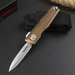 Microtech Combat Troodon Gen II AUTO OTF Knife 2.95" D2 Double Edge Dagger Blade, Black Aluminum Handles