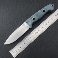 Benchmade Bushcrafter Fixed Blade Knife 4.4" CPM-S30V Satin Drop Point Blade Green G10 Handles Leather Sheath - 162