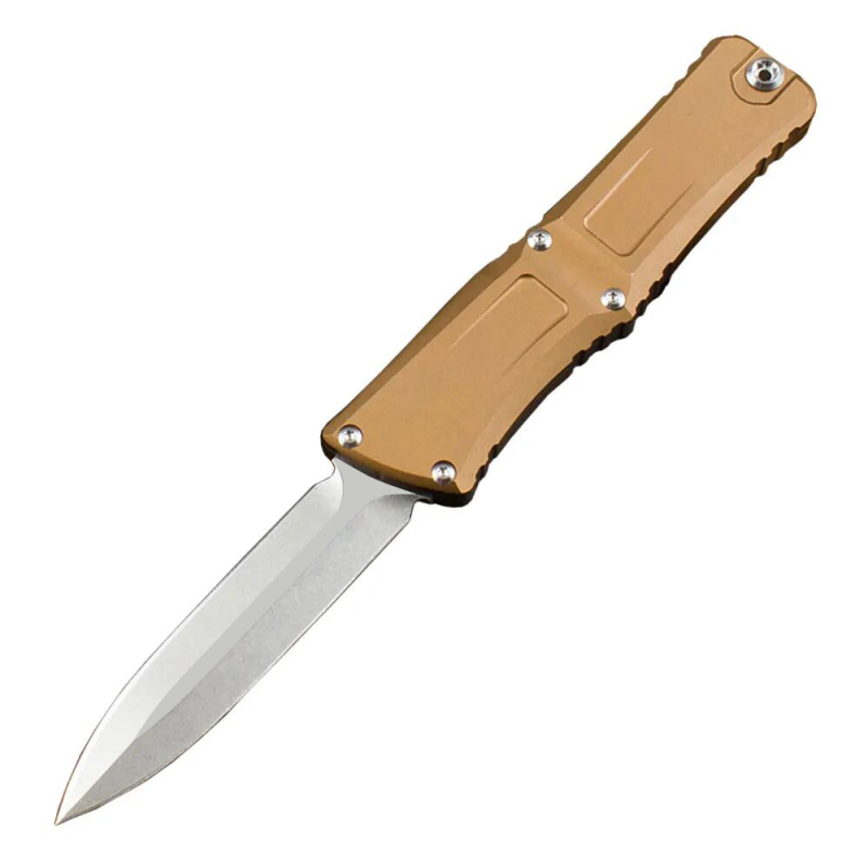 Microtech Combat Troodon Gen III AUTO OTF Knife 3.85" M390MK Stonewashed Double Edge Dagger Blade, Deep Aluminum Handles