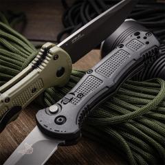 Benchmade 9070BK Claymore AUTO Folding Knife 3.81" CPM-D2 Drop Point Plain Blade, Grivory Handles 9070-1