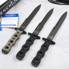 Benchmade 185BK SOCP Fixed Blade Knife 7.08" CPM-3V Black Double Edge Plain Dagger Blade, Black G10 Handles