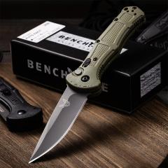 Benchmade 9070BK Claymore AUTO Folding Knife 3.81" CPM-D2 Drop Point Plain Blade, Grivory Handles 9070-1