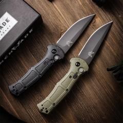 Benchmade 9070BK Claymore AUTO Folding Knife 3.81" CPM-D2 Drop Point Plain Blade, Grivory Handles 9070-1
