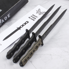 Benchmade 185BK SOCP Fixed Blade Knife 7.08" CPM-3V Black Double Edge Plain Dagger Blade, Black G10 Handles