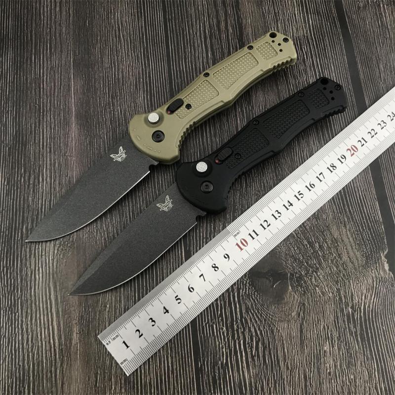 Benchmade 9070BK Claymore AUTO Folding Knife 3.81" CPM-D2 Drop Point Plain Blade, Grivory Handles 9070-1