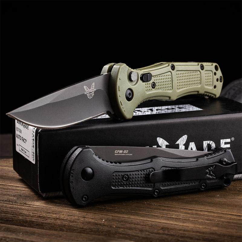 Benchmade 9070BK Claymore AUTO Folding Knife 3.81" CPM-D2 Drop Point Plain Blade, Grivory Handles 9070-1