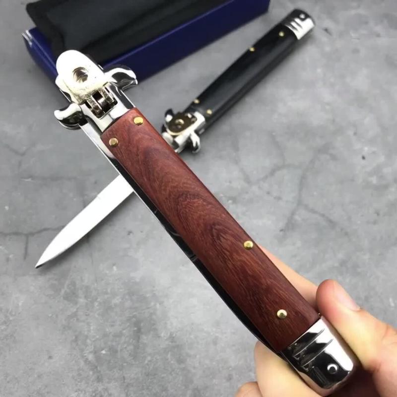 Italy Classical 9'' AKC OTF AUTO Knife 4.21" 440C Steel Blade, Color wood Handles