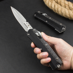 Microtech 184-10AP Glykon AUTO OTF Knife 3.62" M390 Blade, Carbon Fiber+Aviation Aluminum Handles