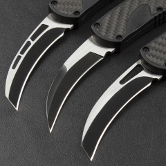 Microtech Claw Karambit AUTO OTF Knife 2.87" 440c Blade, Carbon Finer+Zinc Aluminum Alloy Handles