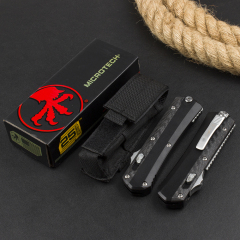 Microtech 184-10AP Glykon AUTO OTF Knife 3.62" M390 Blade, Carbon Fiber+Aviation Aluminum Handles