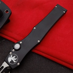 Microtech Customs Marfione Halo V OTF AUTO Knife 4.17" Black ELmax Blade, Aluminum Alloy Handles