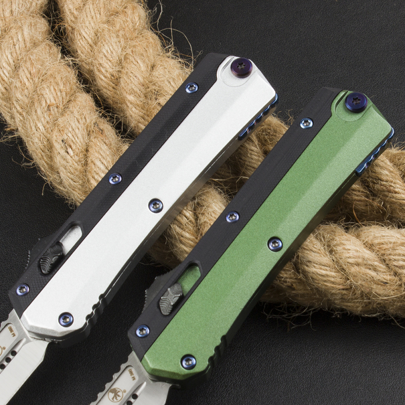 Microtech Glykon AUTO OTF Knife 3.58" D2 Blade, G10+Zinc Alloy Handles