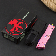 Microtech Donut Combat Troodon OTF AUTO Knife 3.77" D2 Serrated Blade, Aluminum Alloy Handles-A11