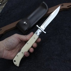 Italy AKC 11'' Godfather Stiletto Mafia OTF AUTO Knife 5.11" 440 Steel Mirror Blade, Acrylic Handles