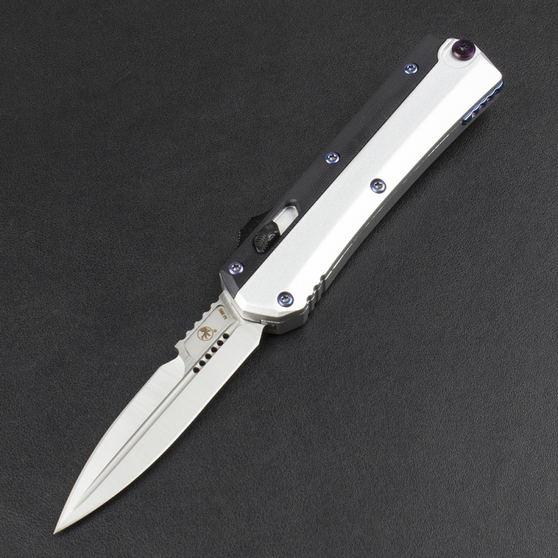 Microtech Glykon AUTO OTF Knife 3.58" D2 Blade, G10+Zinc Alloy Handles