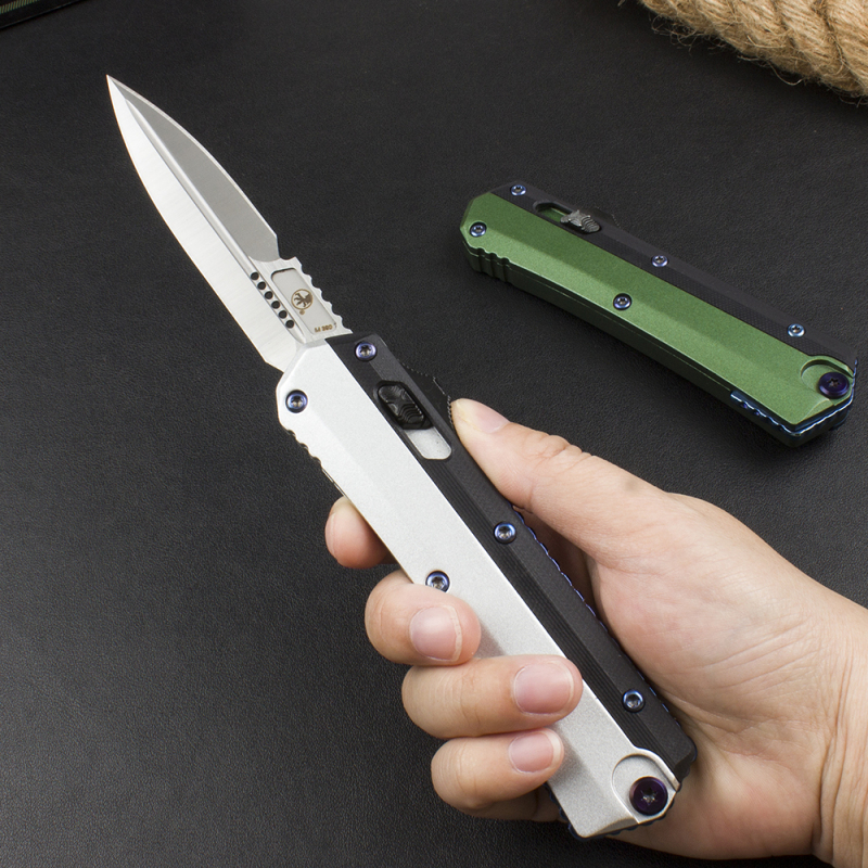 Microtech Glykon AUTO OTF Knife 3.58" D2 Blade, G10+Zinc Alloy Handles