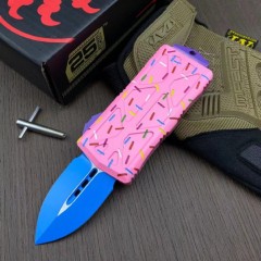 Microtech Mini Donut Exocet OTF Money Clip AUTO Knife 1.96" D2 Blade, Aviation Aluminum Handles