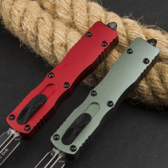 Microtech 225-10 Dirac AUTO OTF Knife 3.07" Double Edge Dagger Blade, Black Aluminum Handles