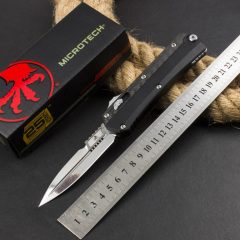 Microtech 184-10AP Glykon AUTO OTF Knife 3.62" M390 Blade, Carbon Fiber+Aviation Aluminum Handles