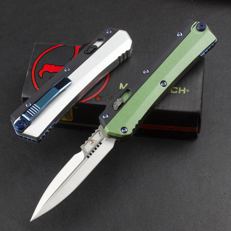 Microtech Glykon AUTO OTF Knife 3.58" D2 Blade, G10+Zinc Alloy Handles