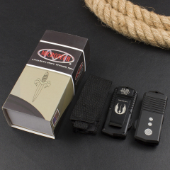 Microtech Mini Donut Exocet OTF Money Clip AUTO Knife 1.96" D2 Blue Blade, Aviation Aluminum Handles