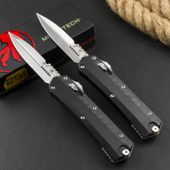 Microtech 184-10AP Glykon AUTO OTF Knife 3.62" M390 Blade, Carbon Fiber+Aviation Aluminum Handles