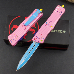 Microtech Donut Combat Troodon OTF AUTO Knife 3.77" D2 Serrated Blade, Aluminum Alloy Handles-A11