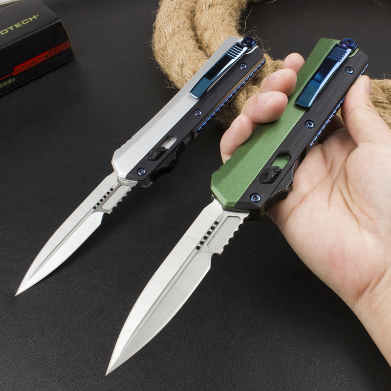 Microtech Glykon AUTO OTF Knife 3.58" D2 Blade, G10+Zinc Alloy Handles
