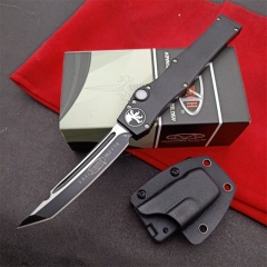 Microtech Customs Marfione Halo V OTF AUTO Knife 4.17" Black ELmax Blade, Aluminum Alloy Handles
