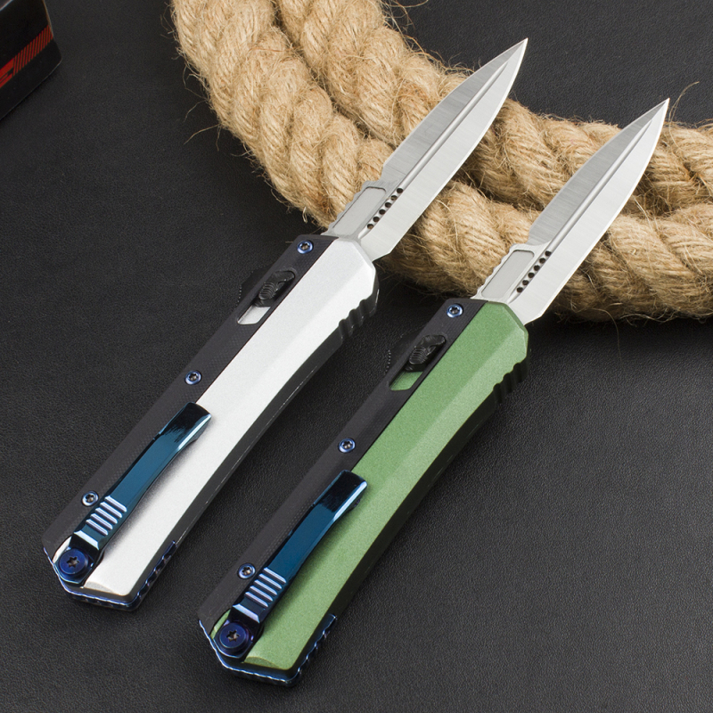 Microtech Glykon AUTO OTF Knife 3.58" D2 Blade, G10+Zinc Alloy Handles