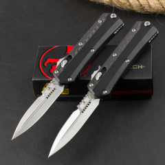 Microtech 184-10AP Glykon AUTO OTF Knife 3.62" M390 Blade, Carbon Fiber+Aviation Aluminum Handles