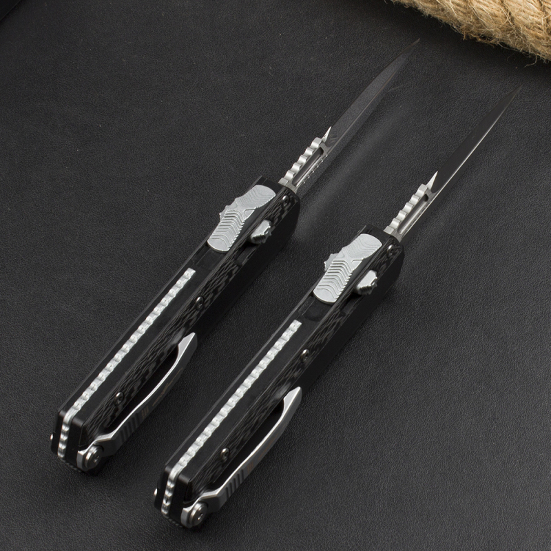 Microtech 184-10AP Glykon AUTO OTF Knife 3.62" M390 Blade, Carbon Fiber+Aviation Aluminum Handles