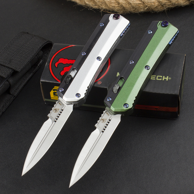 Microtech Glykon AUTO OTF Knife 3.58" D2 Blade, G10+Zinc Alloy Handles
