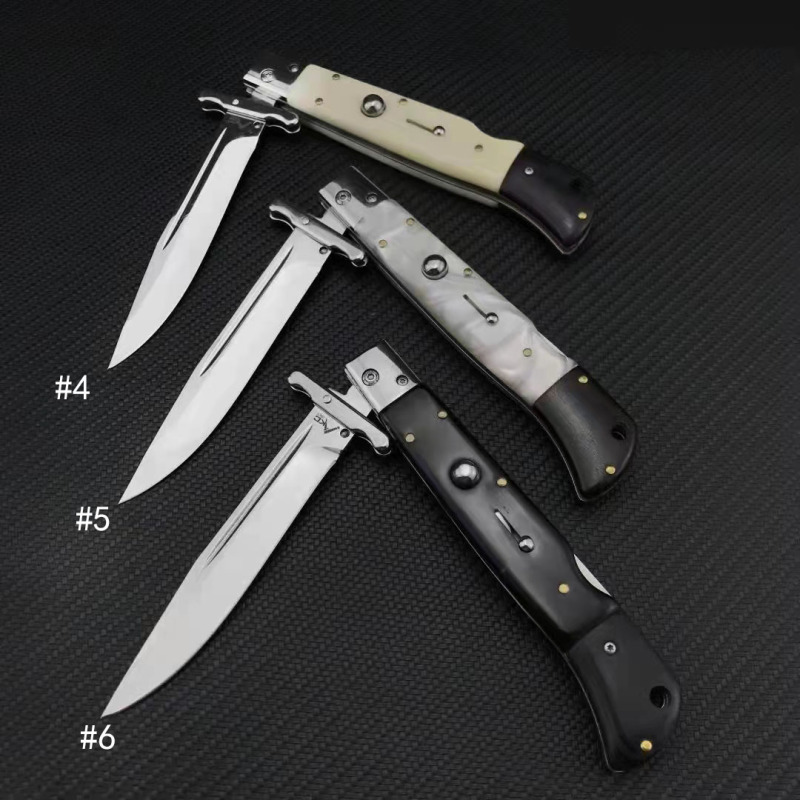 Italy AKC 11'' Godfather Stiletto Mafia OTF AUTO Knife 5.11" 440 Steel Mirror Blade, Acrylic Handles