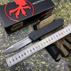 Microtech Scarab II D/E OTF AUTO Knife 3.89" M390 Blade, Black Aviation Aluminum Handles