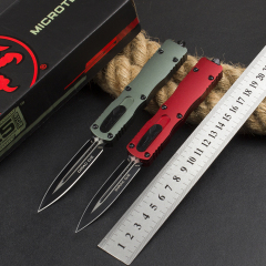 Microtech 225-10 Dirac AUTO OTF Knife 3.07" Double Edge Dagger Blade, Black Aluminum Handles