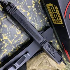 Microtech Scarab II D/E OTF AUTO Knife 3.89" M390 Blade, Black Aviation Aluminum Handles