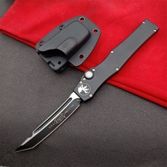 Microtech Customs Marfione Halo V OTF AUTO Knife 4.17" Black ELmax Blade, Aluminum Alloy Handles