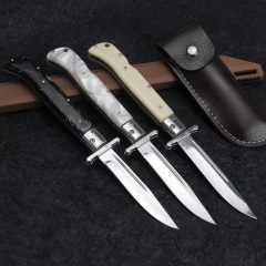 Italy AKC 11'' Godfather Stiletto Mafia OTF AUTO Knife 5.11" 440 Steel Mirror Blade, Acrylic Handles