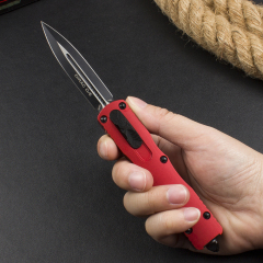 Microtech 225-10 Dirac AUTO OTF Knife 3.07" Double Edge Dagger Blade, Black Aluminum Handles