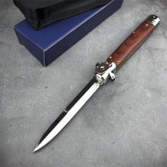 Italy Classical 9'' AKC OTF AUTO Knife 4.21" 440C Steel Blade, Color wood Handles