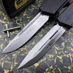 Microtech Scarab II D/E OTF AUTO Knife 3.89" M390 Blade, Black Aviation Aluminum Handles