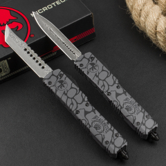 Microtech 3D UTX-70 Ultratech OTF AUTO Knife 3.34" Damascus Plain Blade, Aluminum Alloy Handles