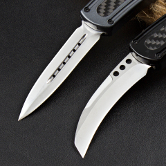 Microtech Claw Karambit AUTO OTF Knife 3.14" 440c Blade, Carbon Finer+Zinc Aluminum Alloy Handles