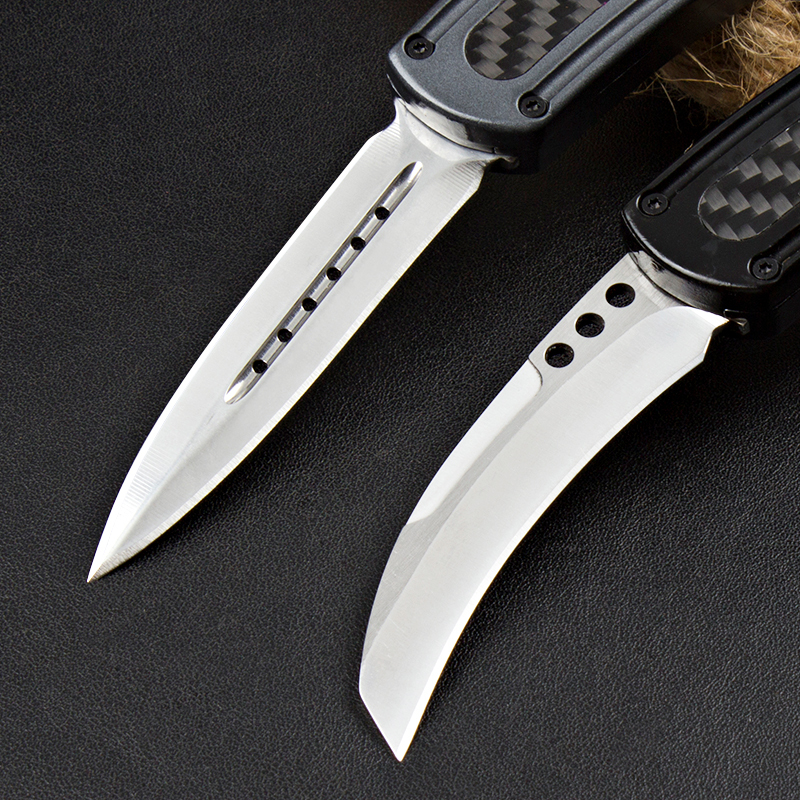 Microtech Claw Karambit AUTO OTF Knife 3.14" 440c Blade, Carbon Finer+Zinc Aluminum Alloy Handles