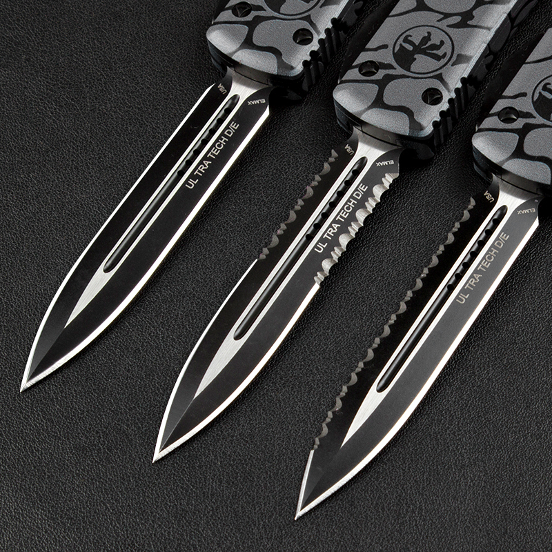 Microtech 3D UTX-70 Ultratech OTF AUTO Knife 3.34" Elmax Plain Blade, Aluminum Alloy Handles